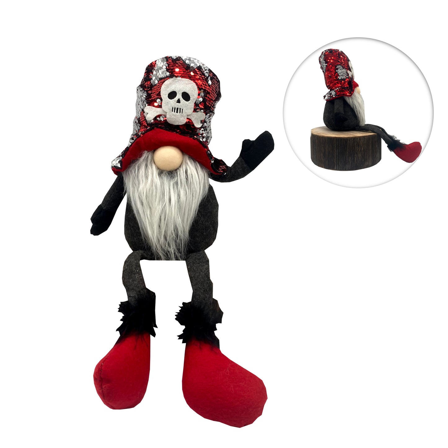 Red Sitting Halloween Plush Gnome