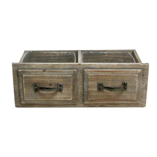Double Rectangle Planter Box Style Pots w/Hard LinerWooden Flower Pot