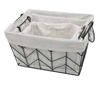ABN5E119-BLK 3 Piece Metal/Wire Basket Set