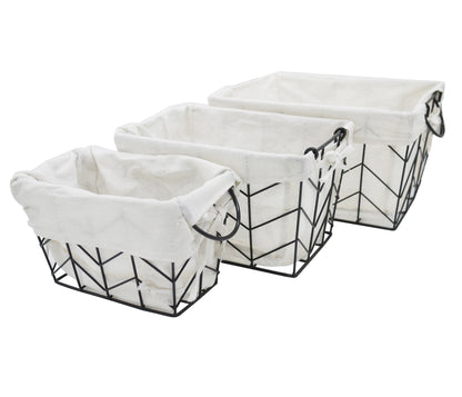 ABN5E119-BLK 3 Piece Metal/Wire Basket Set