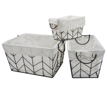 ABN5E119-BLK 3 Piece Metal/Wire Basket Set