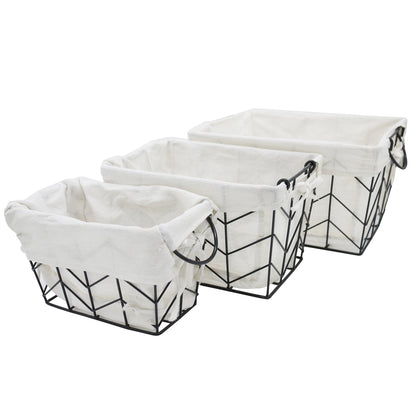 ABN5E119-BLK 3 Piece Metal/Wire Basket Set