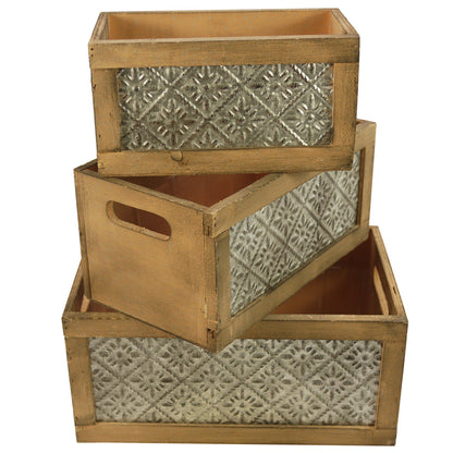 Wooden Crate Nesting Front Panel and Cutout HandlesSet of 3