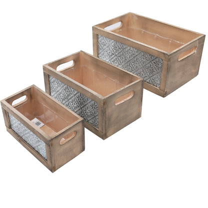 Wooden Crate Nesting Front Panel and Cutout HandlesSet of 3