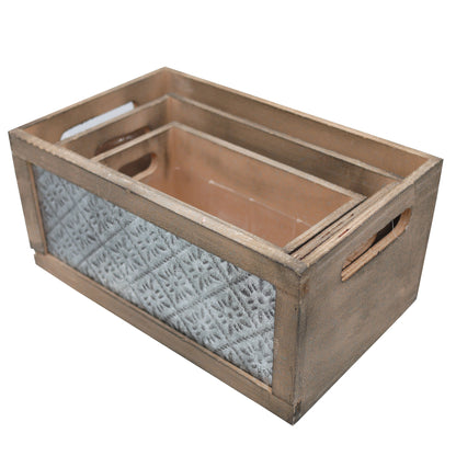 Wooden Crate Nesting Front Panel and Cutout HandlesSet of 3
