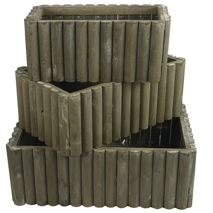 Set of 3 Rectangle Decorative Wooden Planter Wood Indoor Garden for Plants