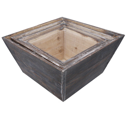 Set of 4 Square Decorative Wooden Planter Wood Indoor Garden for Plants