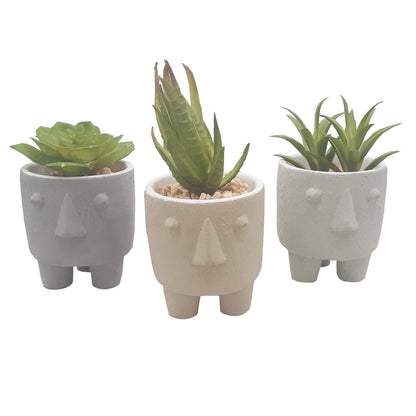 3.25" Cute Ceramic Face Planter Pot