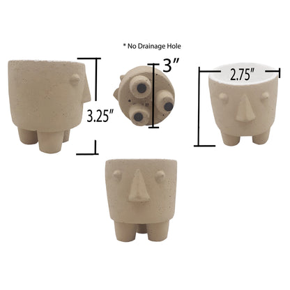 3.25" Cute Ceramic Face Planter Pot