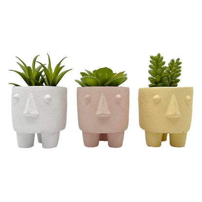 3.25" Cute Ceramic Face Planter Pot