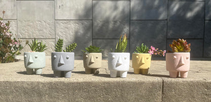 3.25" Cute Ceramic Face Planter Pot