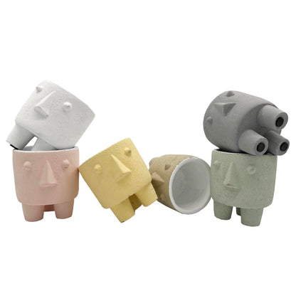 3.25" Cute Ceramic Face Planter Pot