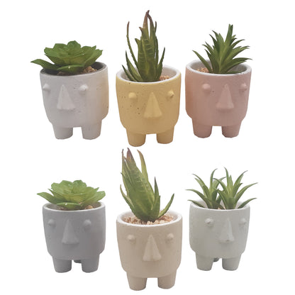 3.25" Cute Ceramic Face Planter Pot