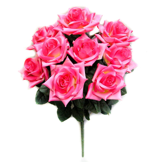 GPB183-BEAUTY 9 Artificial Full Blossoms Rose Bush