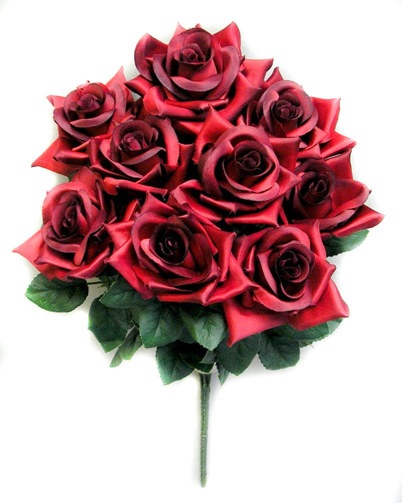 GPB183-BEAUTY 9 Artificial Full Blossoms Rose Bush