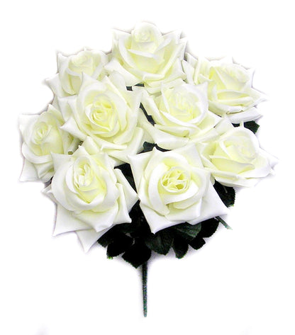 GPB183-BEAUTY 9 Artificial Full Blossoms Rose Bush