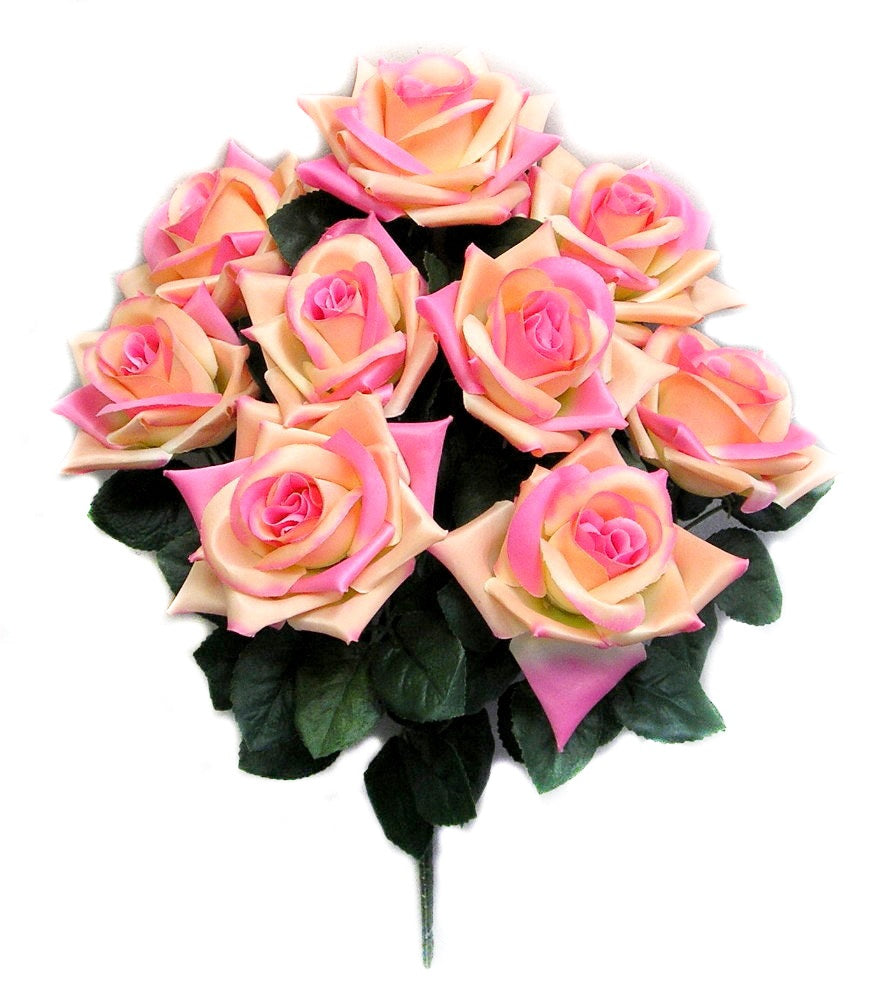 GPB183-BEAUTY 9 Artificial Full Blossoms Rose Bush