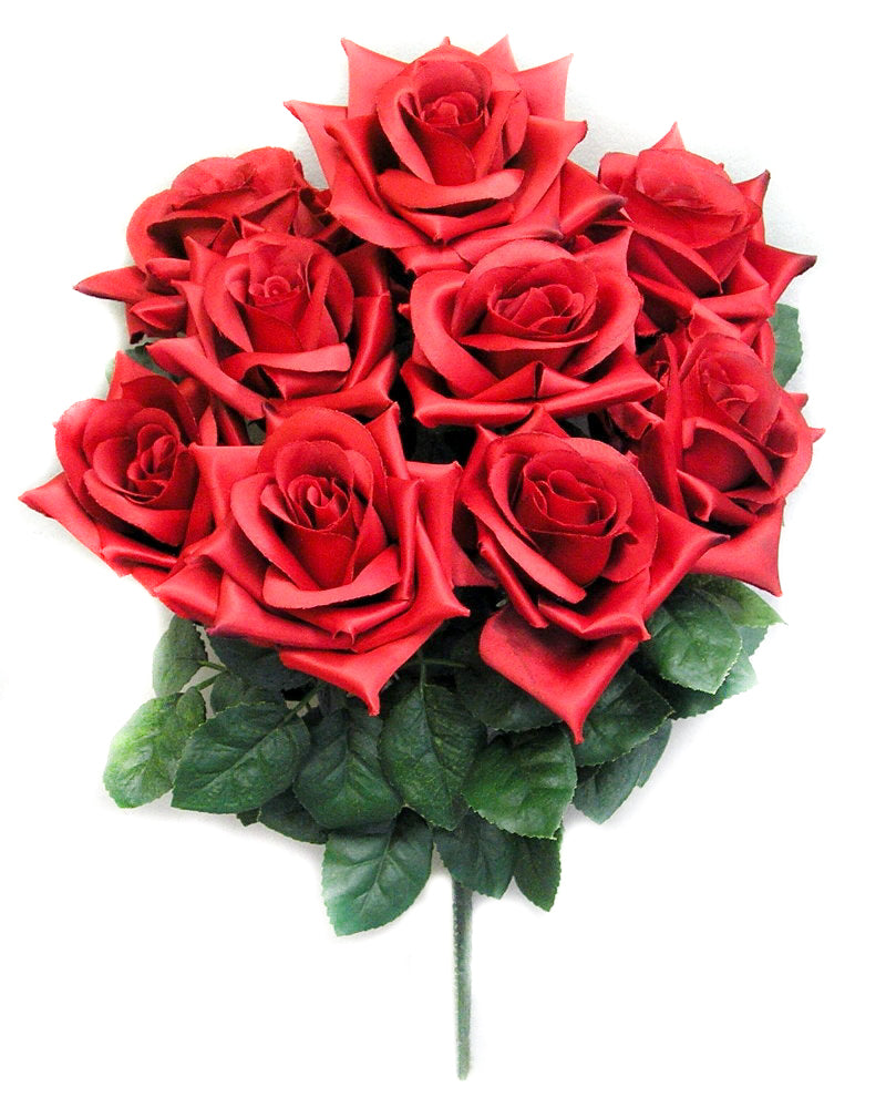 GPB183-BEAUTY 9 Artificial Full Blossoms Rose Bush