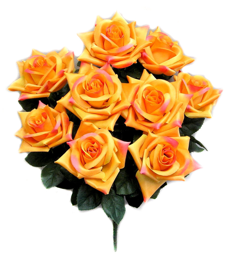 GPB183-BEAUTY 9 Artificial Full Blossoms Rose Bush