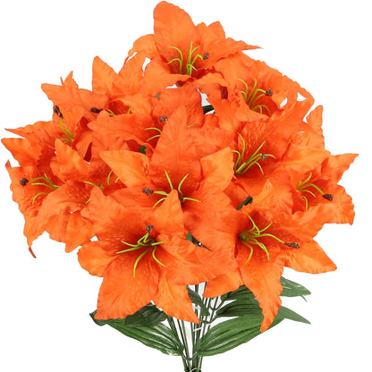 14 Stem Full Blooming Artificial Flowers Tiger Lily Spring Summer Faux