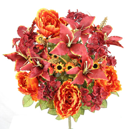 24 Stems Spring Bush Artificial Hydrangea Flowers Tiger Lily Peony Bush Foliage
