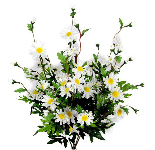 GPB4403-CREAM  6 Stems Artificial Full Blooming Daisy Flower BudsCream