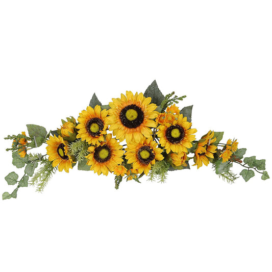 Artificial Sunflower Swag with Mini Berries Foliage Gold