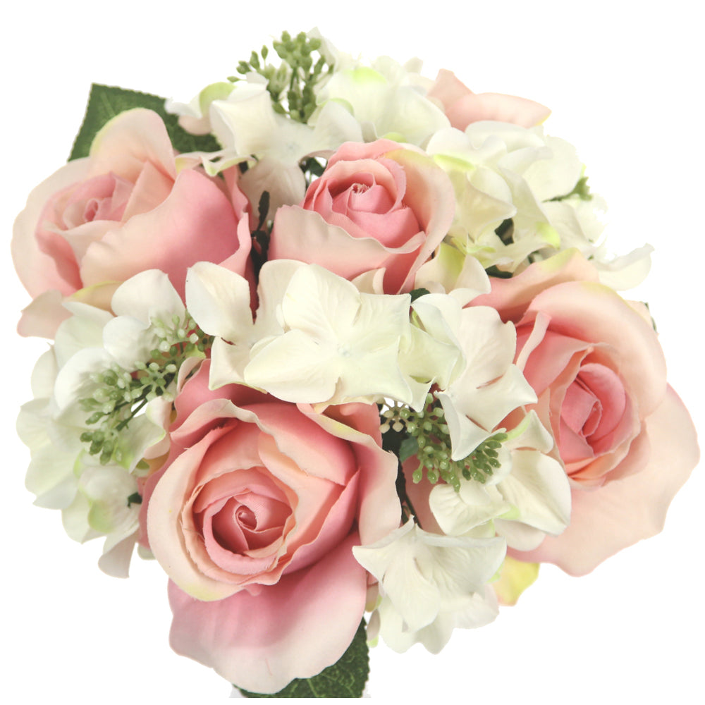9 Stems Faux hydrangea Rosa Flower Bouquet Fake Flowers