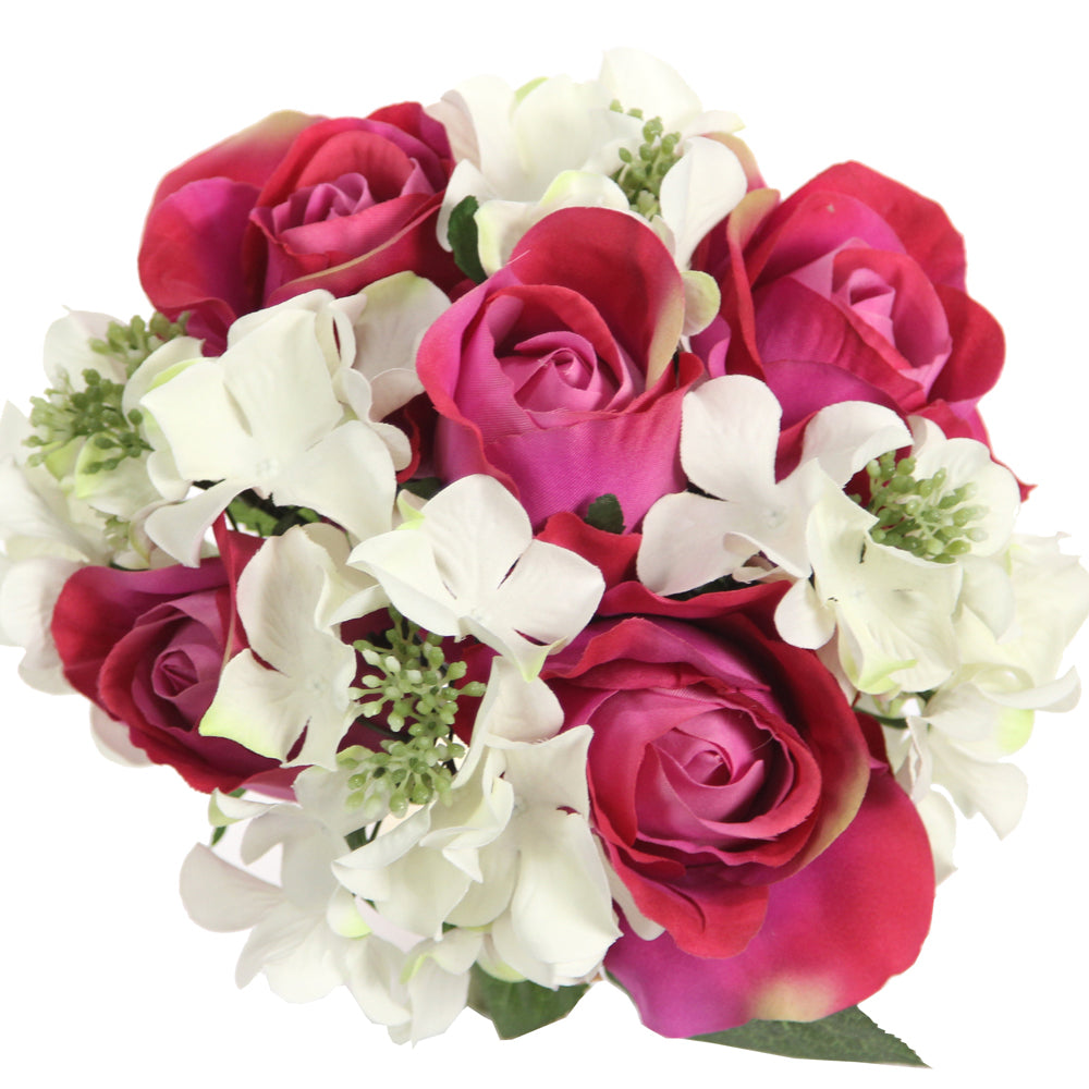 9 Stems Faux hydrangea Rosa Flower Bouquet Fake Flowers