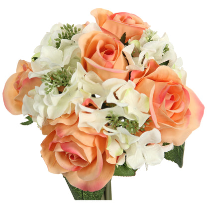 9 Stems Faux hydrangea Rosa Flower Bouquet Fake Flowers