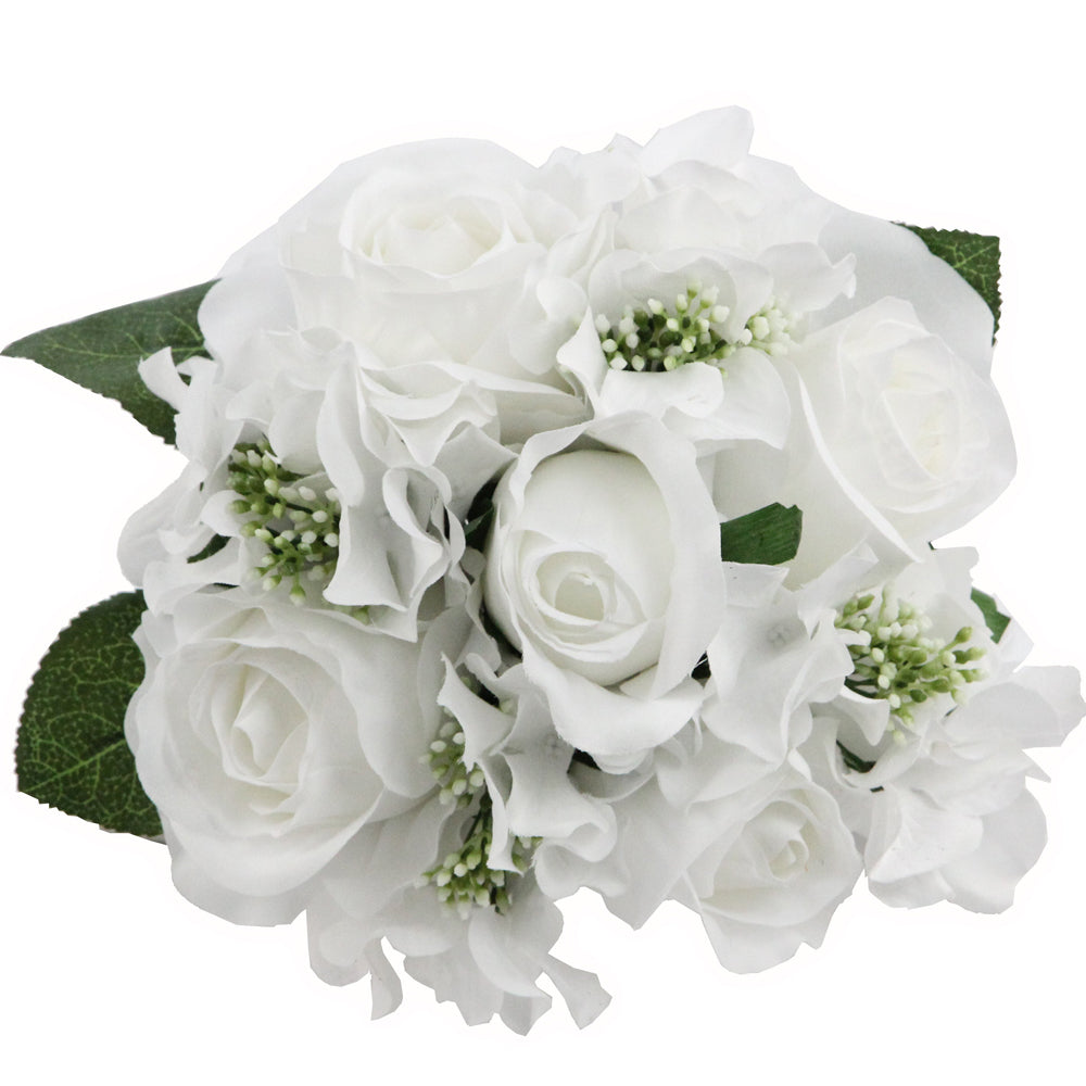 9 Stems Faux hydrangea Rosa Flower Bouquet Fake Flowers
