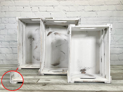 Rustic White Set Distressed Decorative Wood Crates Storage Container