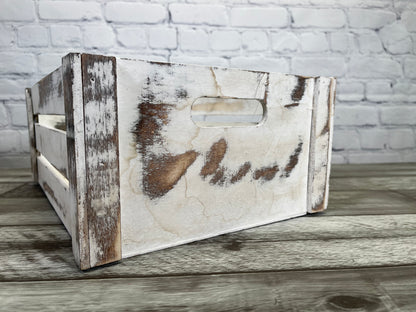 Rustic White Set Distressed Decorative Wood Crates Storage Container