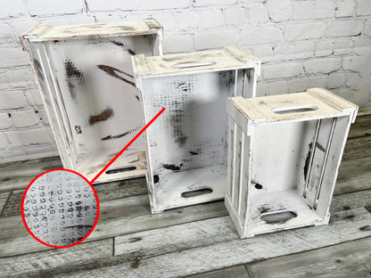 Rustic White Set Distressed Decorative Wood Crates Storage Container