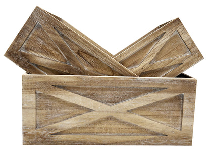 ABN5E172-WHT Rustic Nesting Wooden Crates Decorative Box, Barn Door
